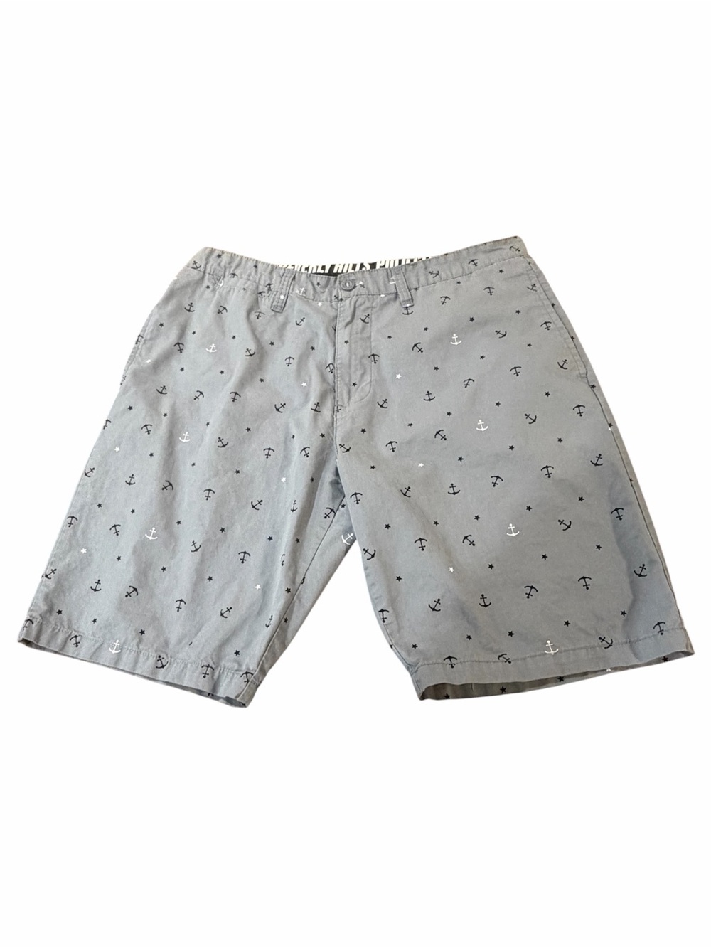 Beverly Hills Polo Club Light Gray Shorts with Navy Anchors - 34